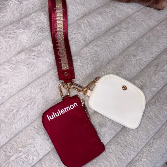 lululemon athletica Handbags - Lululemon Athletica Burgundy and White Wallet Keychain Duo